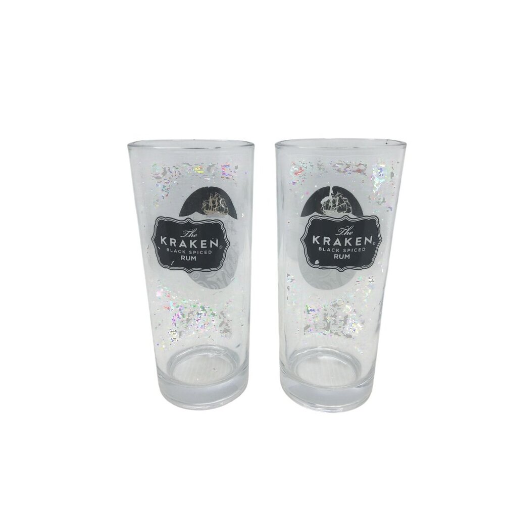 Vintage The Kraken Black Spiced Rum Glasses Set Of 2 10oz ea